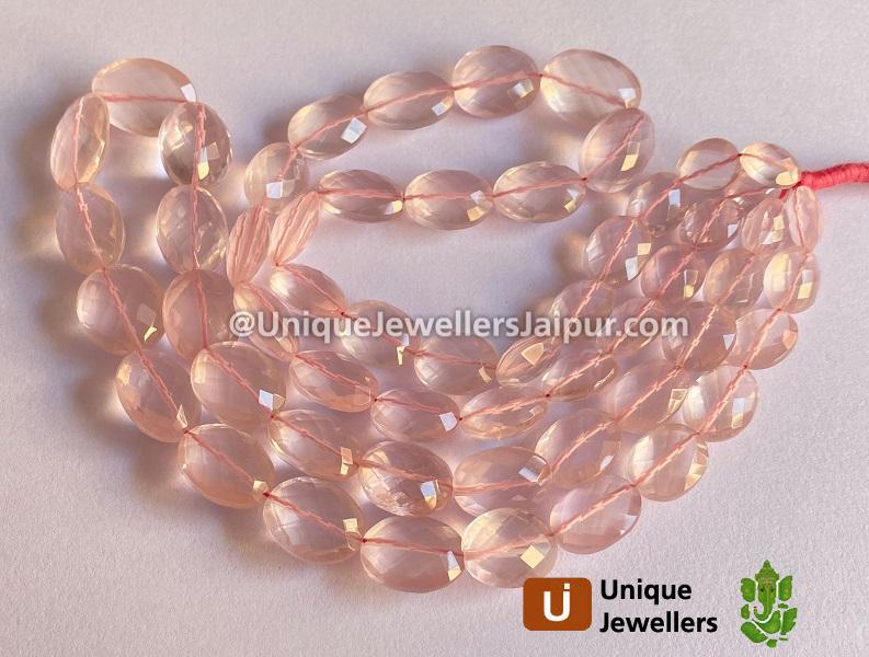 Rose Quartz Faceted Oval Nuggets Beads