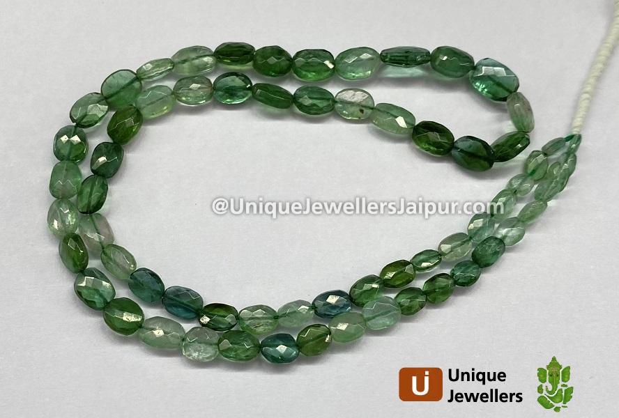 Green Tourmaline Shaded Faceted Oval Beads