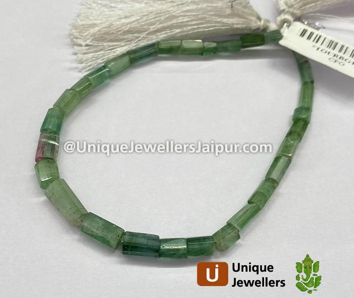 Green Tourmaline Faceted Pipe Beads