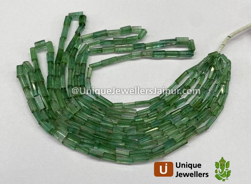 Green Tourmaline Faceted Pipe Beads