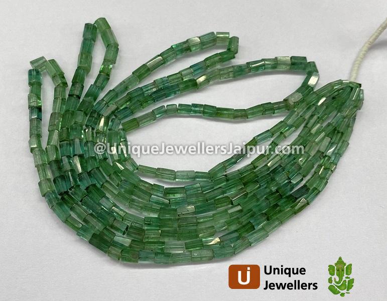 Green Tourmaline Faceted Pipe Beads