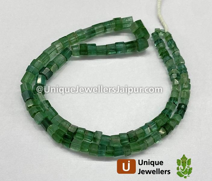 Green Tourmaline Faceted Bolt Beads