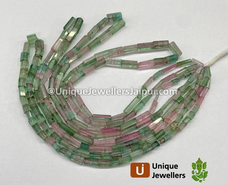 Bi Color Tourmaline Faceted Pipe Beads