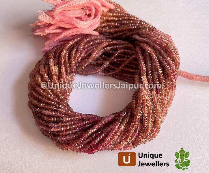 Pink Tourmaline Shaded Faceted Roundelle Beads