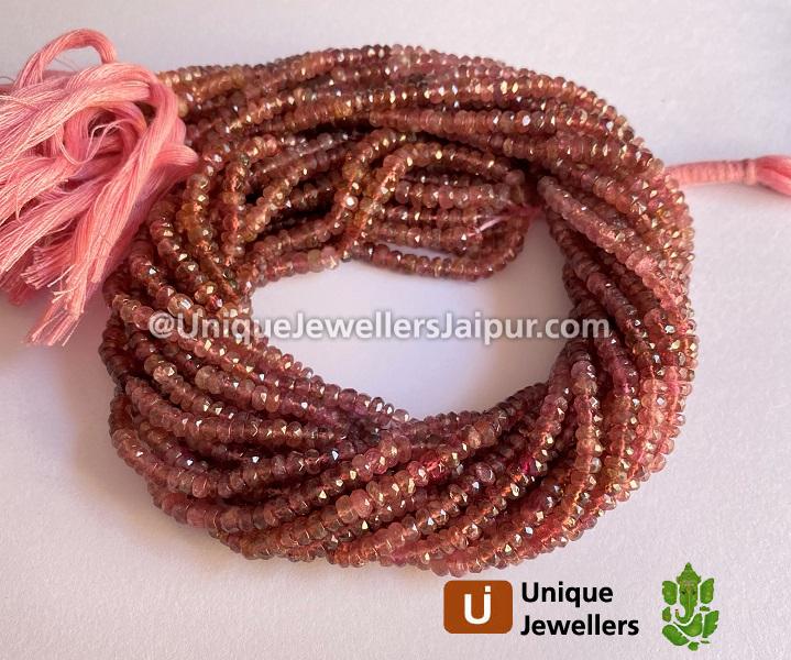 Pink Tourmaline Shaded Faceted Roundelle Beads