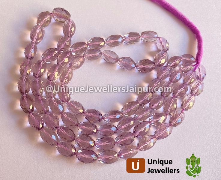 Pink Amethyst Faceted Barrel Beads
