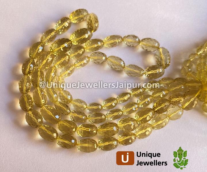 Lemon Quartz Concave Cut Barrel Beads