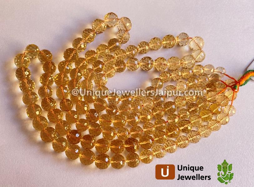 Citrine Concave Cut Round Ball Beads