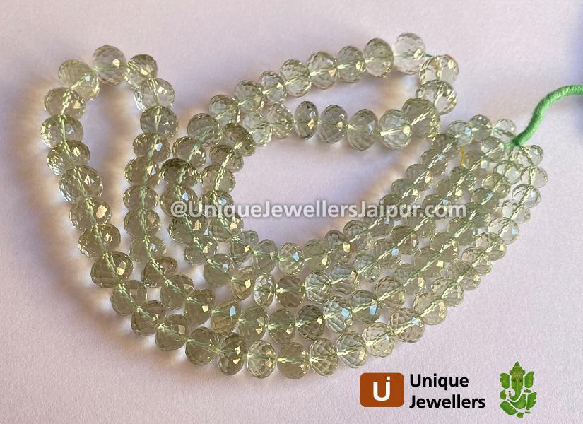 Green Amethyst Concave Cut Rondelle Beads
