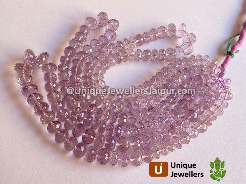 Pink Amethyst Concave Cut Roundelle Beads