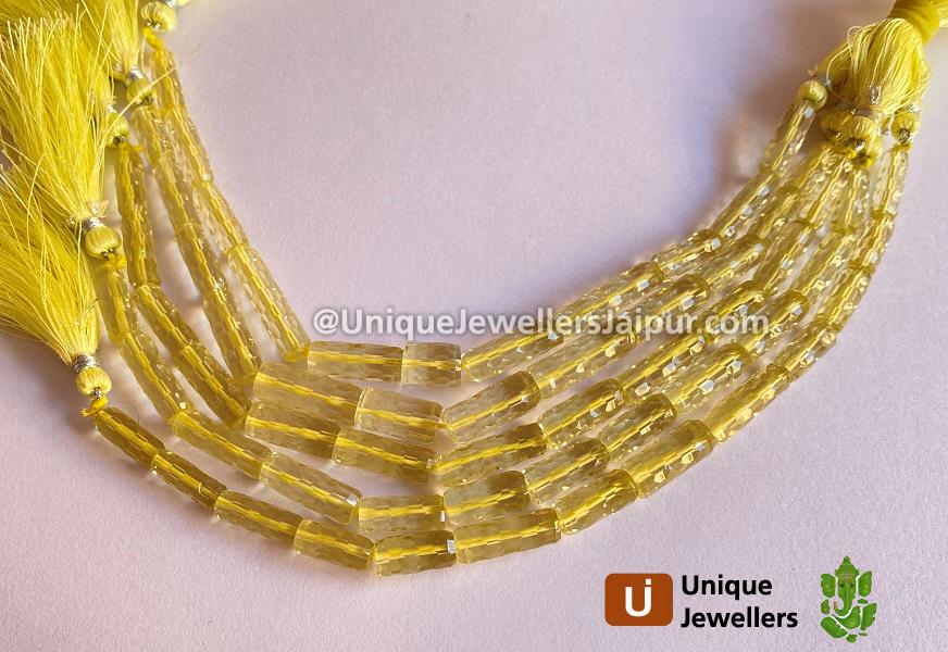 Lemon Quartz Concave Cut Pipe Beads