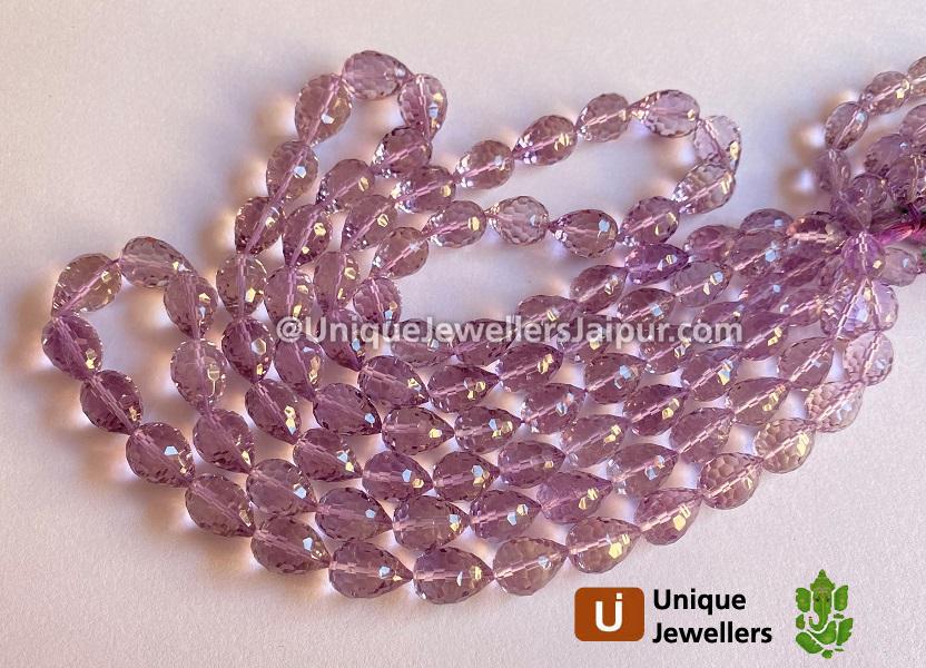 Pink Amethyst Concave Cut Drops Beads