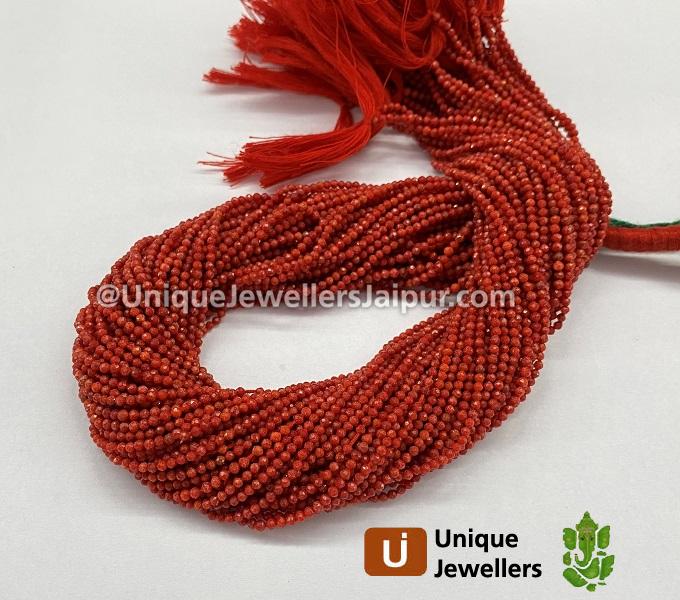 Coral Faceted Round Beads