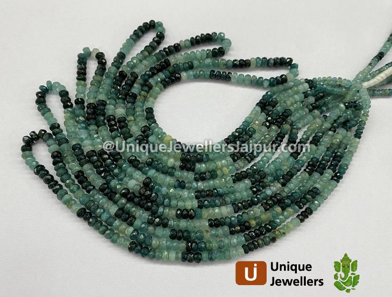 Grandidierite Shaded Small Faceted Roundelle Beads