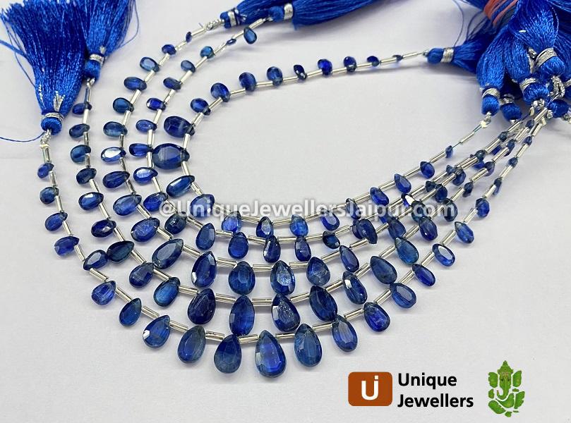 Kyanite Faceted Flat Pear Beads