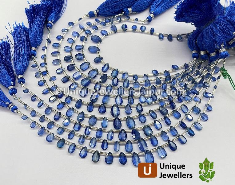 Kyanite Faceted Flat Pear Beads