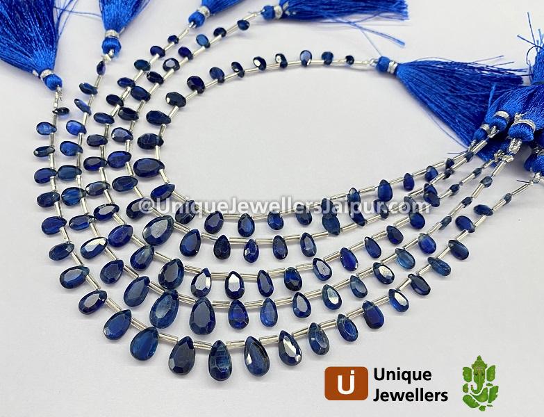 Kyanite Faceted Flat Pear Beads