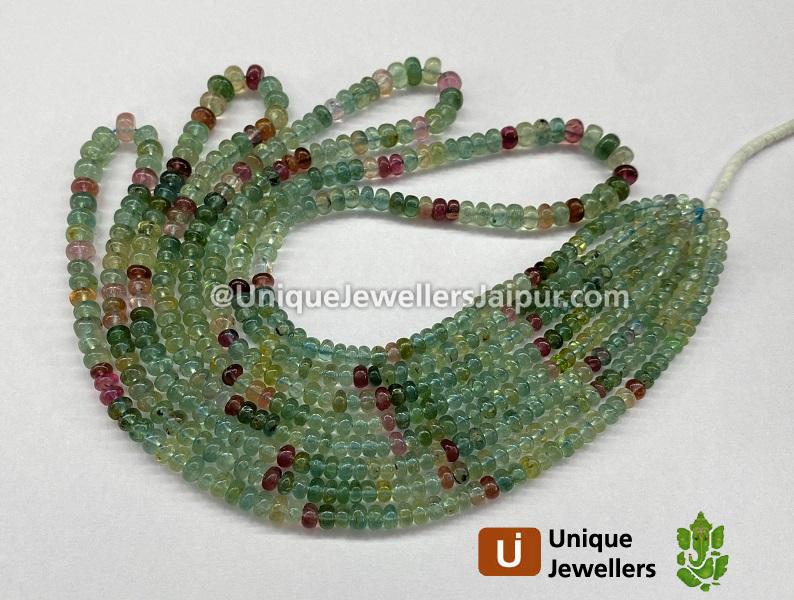 Blue Tourmaline Shaded Smooth Roundelle Beads