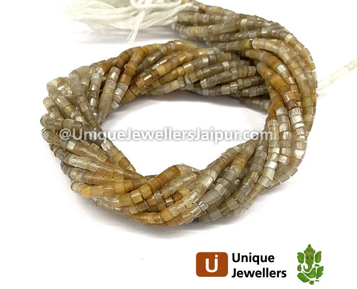 Golden Feldsphar Faceted Tyre Beads