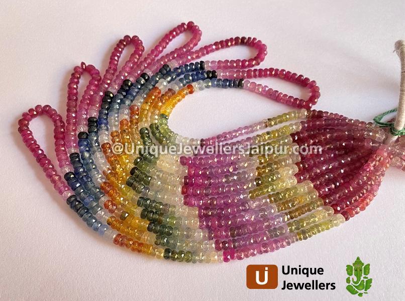 Multi Sapphire Far Faceted Roundelle Beads