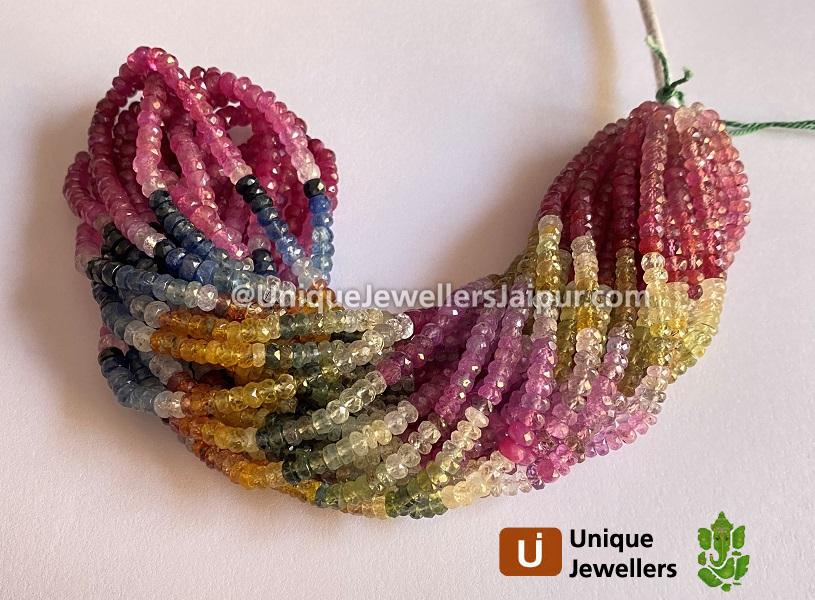 Multi Sapphire Far Faceted Roundelle Beads