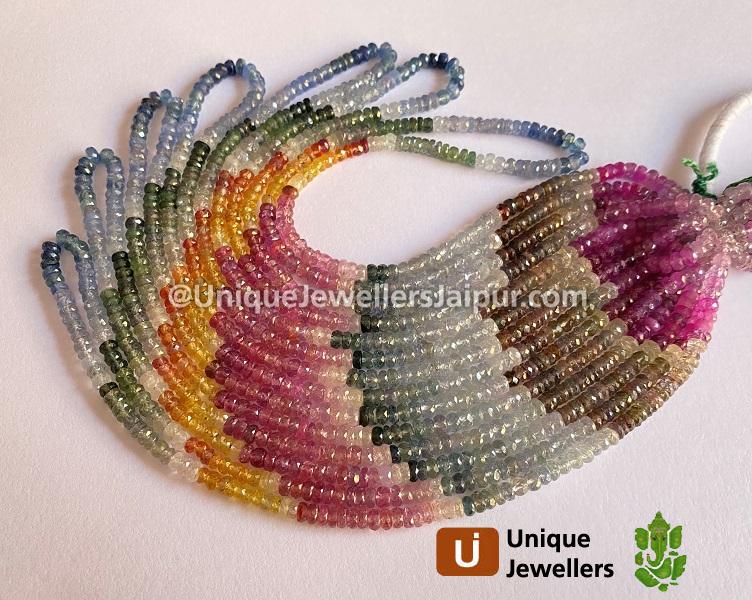 Multi Sapphire Faceted Roundelle Beads