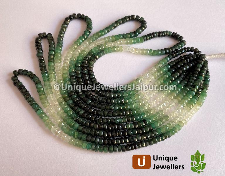 Emerald Shaded Far Faceted Roundelle Beads