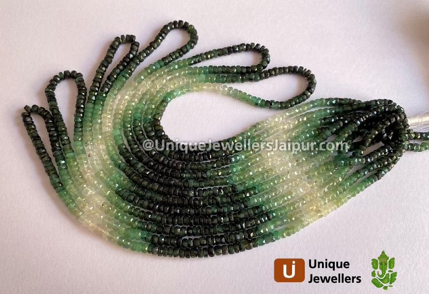 Emerald Shaded Faceted Roundelle Beads