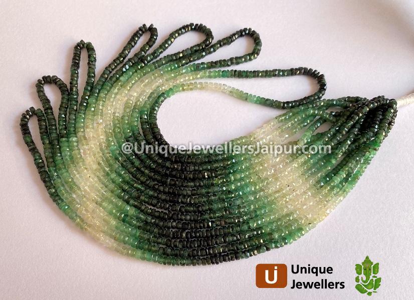 Emerald Shaded Faceted Roundelle Beads