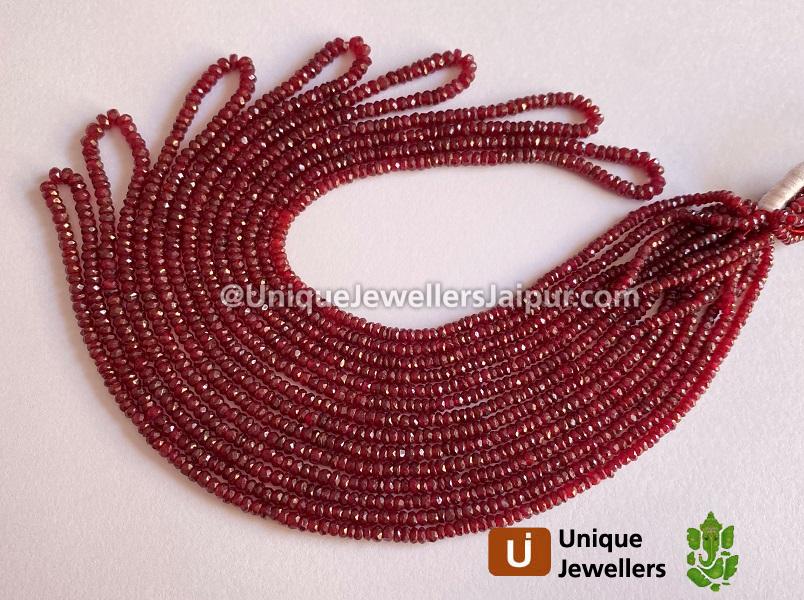 Ruby Longido Faceted Roundelle Beads