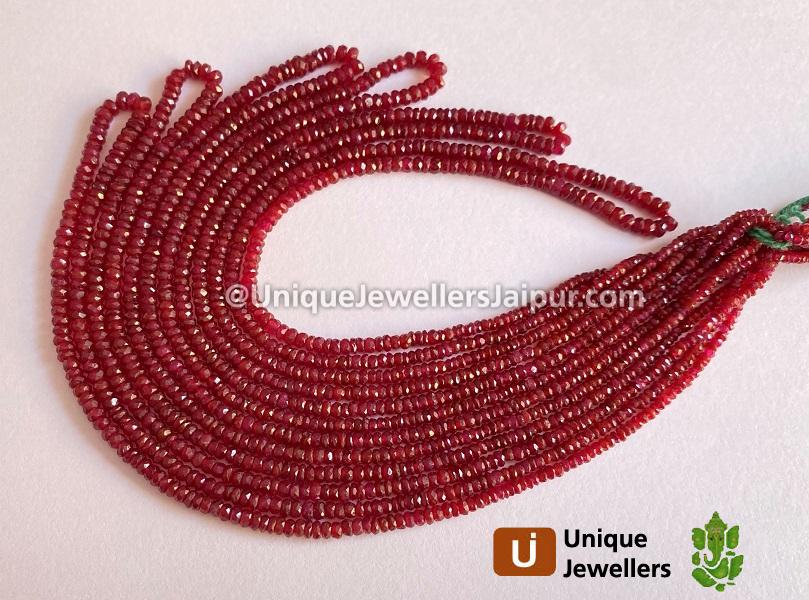 Ruby Longido Faceted Roundelle Beads