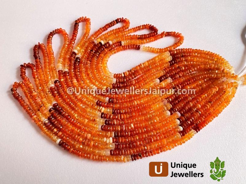 Fire Opal Faceted Roundelle Beads