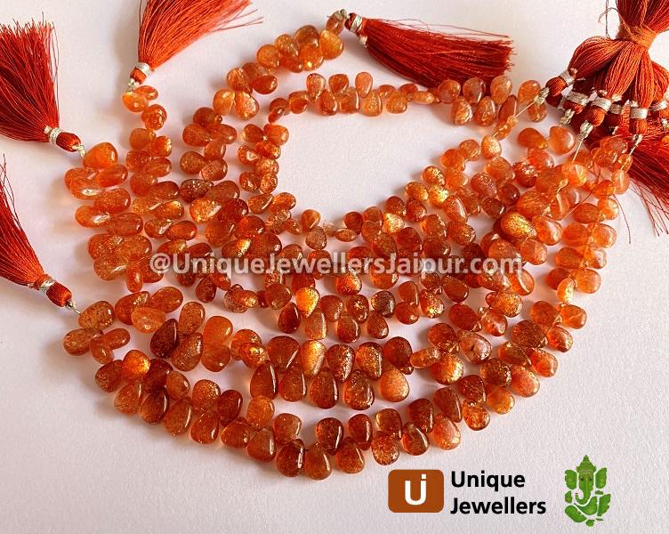 Sunstone Smooth Pear Beads