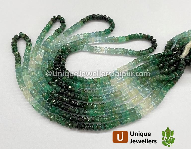 Emerald Shaded Faceted Roundelle Beads