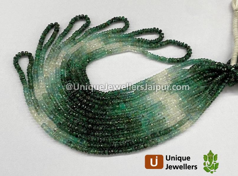 Emerald Shaded Faceted Roundelle Beads