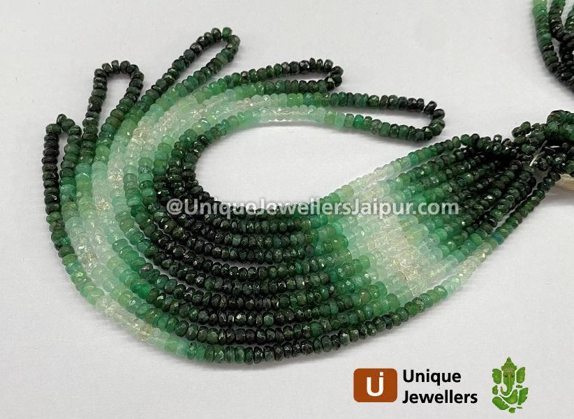 Emerald Shaded Faceted Roundelle Beads