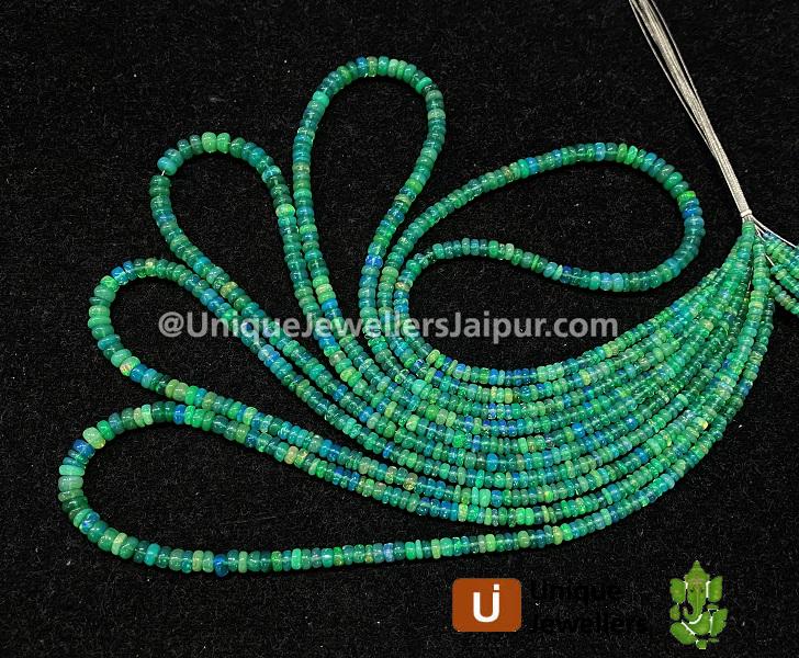 Green Ethiopian Opal Smooth Roundelle Beads