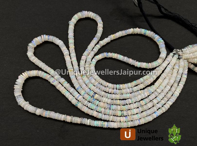 White Milky Ethiopian Opal Smooth Tyre Beads