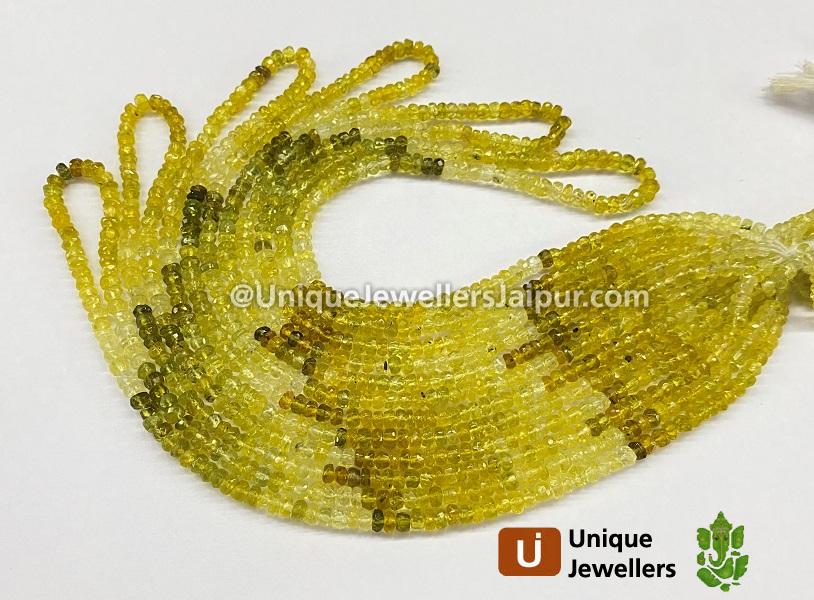 Yellow Diopside Faceted Roundelle Beads