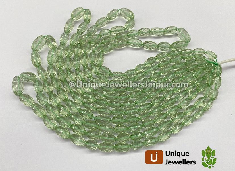 Green Amethyst Concave Cut Barrel Beads