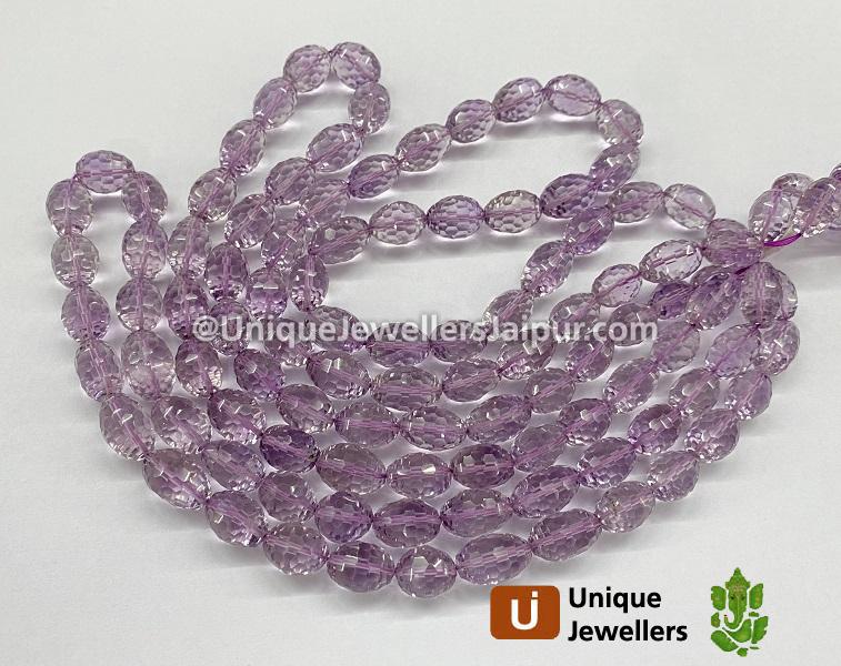 Pink Amethyst Concave Cut Barrel Beads