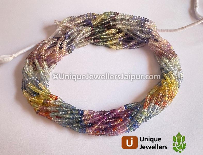 Multi Sapphire Smooth Roundelle Beads