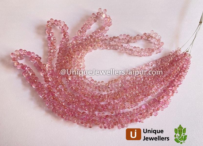 Light Pink Tourmaline Faceted Drops Beads