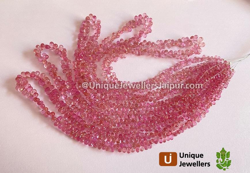 Pink Tourmaline Faceted Drops Beads