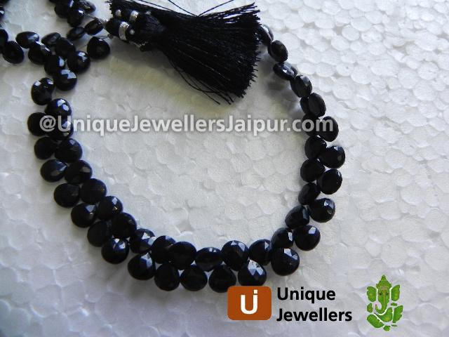 Black Tourmaline Faceted Heart Beads