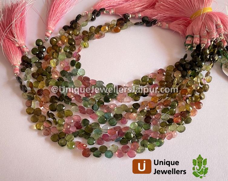 Tourmaline Faceted Heart Beads