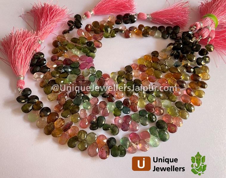 Tourmaline Far Faceted Pear Beads