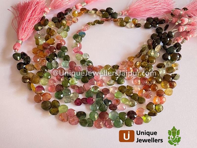 Tourmaline Far Faceted Heart Beads