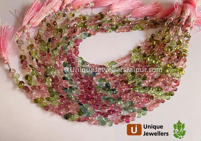 Tourmaline Faceted Heart Beads