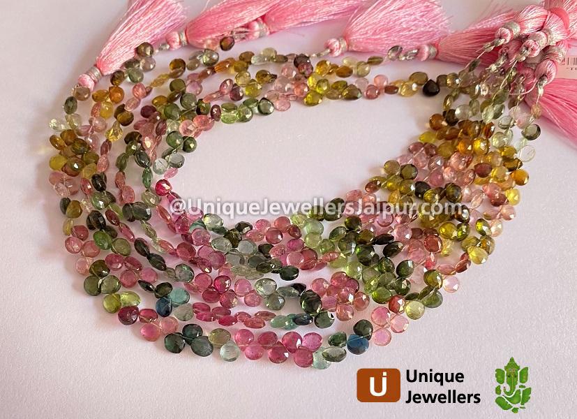 Tourmaline Faceted Heart Beads